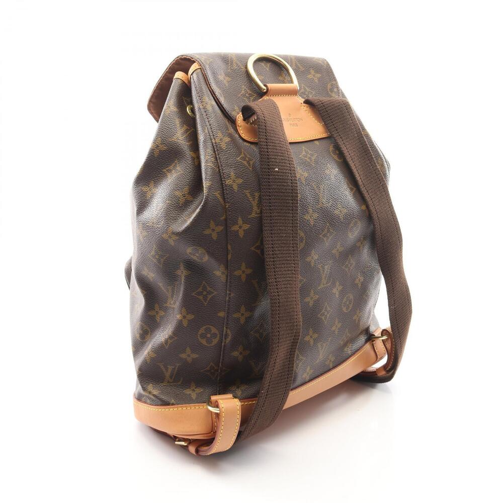 Louis Vuitton Leather Canvas Monogram Montsouris Brown Backpack Brown